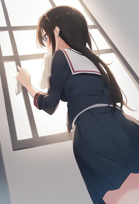 rag / cleaning windows  / 窓拭き / 雑巾がけ