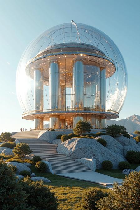 [sphere_glass_building]-lora_flux-Architecture