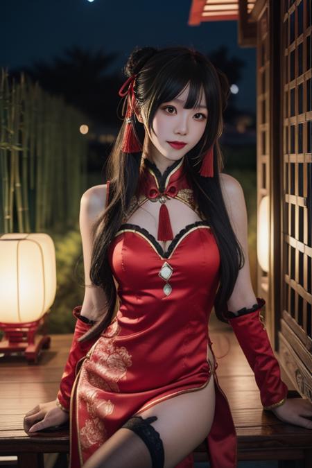 时崎狂三 新春旗袍-红黑 tokisaki kurumi chinese clothes-red&black