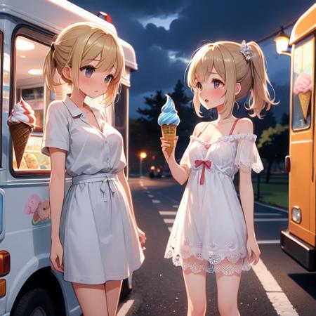 girl like  ice cream truck / ice cream machine