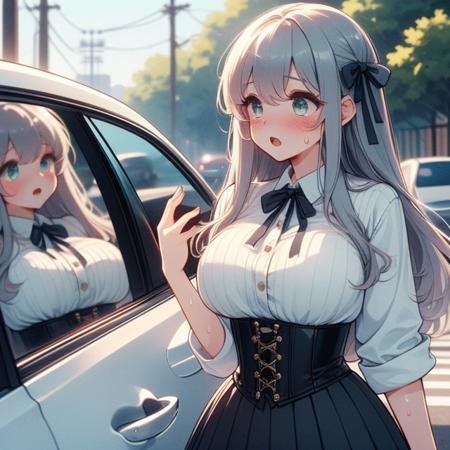 girl like car glass / showcase glass