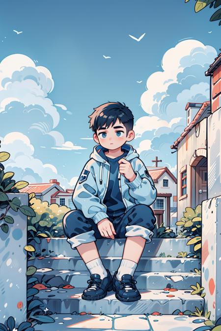 kk-boy | 短发少年扁平绘画风格