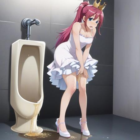 girlpeeingSDXL-----girl peeing into urinal (or pee desperation and wetting next to urinal)