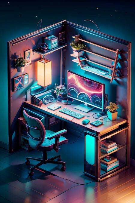 Isometric Neon (Building and Interior) [SDXL & SD1.5]