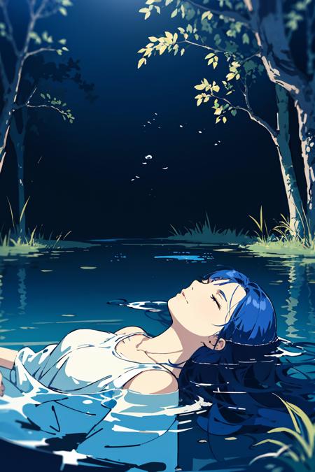 Ophelia parody shot (female partially drowning)
