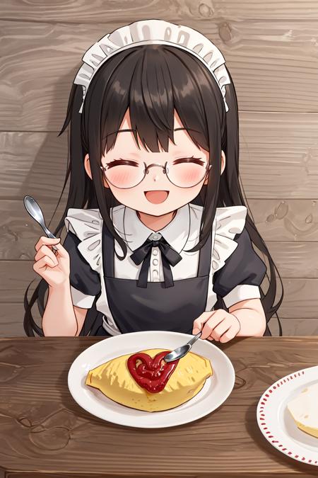 オムライス❤ Draw a heart with ketchup on top of omurice. SD15