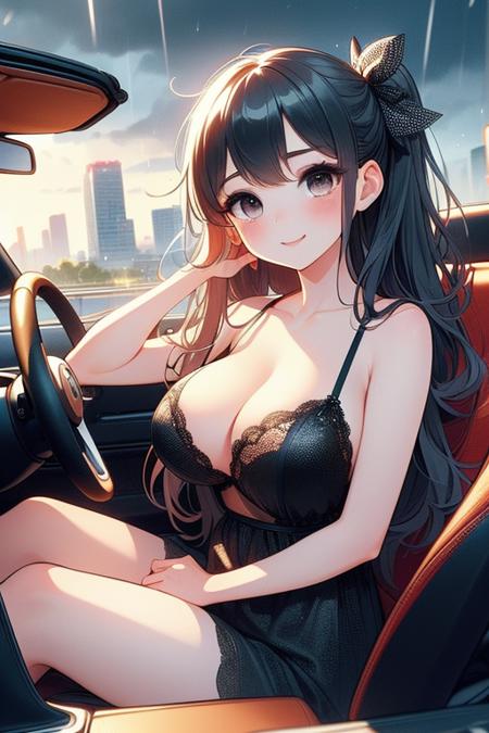girl like mini car / driving cabrio