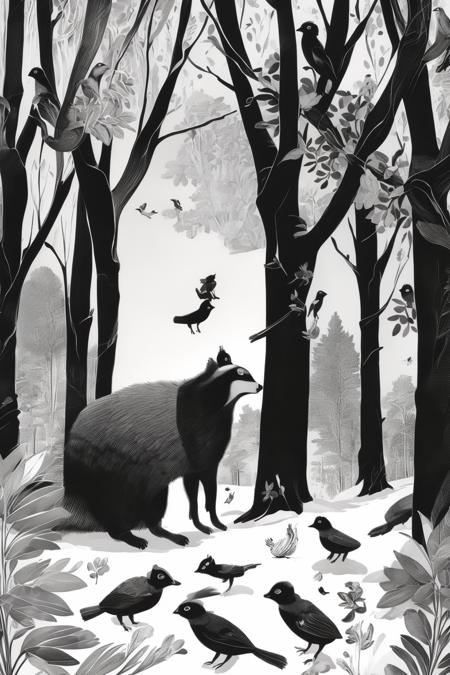 An abstract forest animal style, monochromatic - tangbohu 39