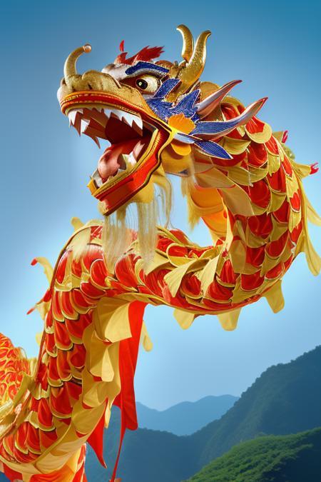 Dragon dance, a traditional Chinese cloth dragon