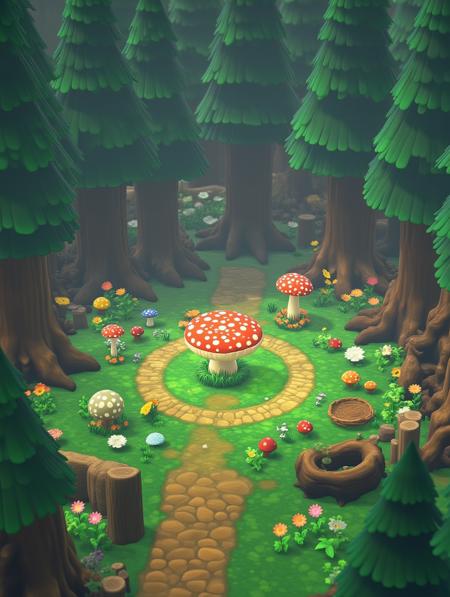【Game Assets】 Cartoon-style 3D isometric background assets for small games FLUX