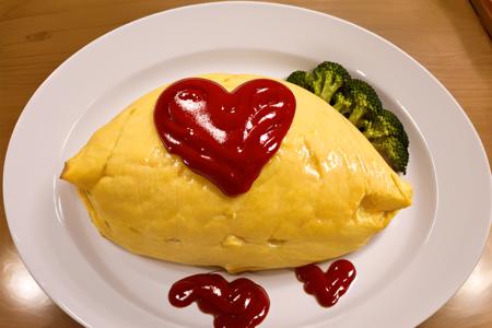 オムライス❤ Draw a heart with ketchup on top of omurice. SD15