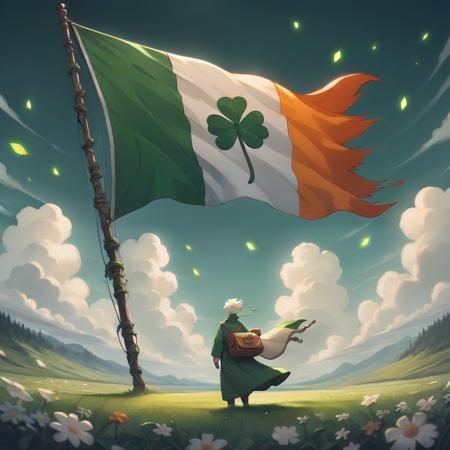 Flag of Irland in Ghibli Style