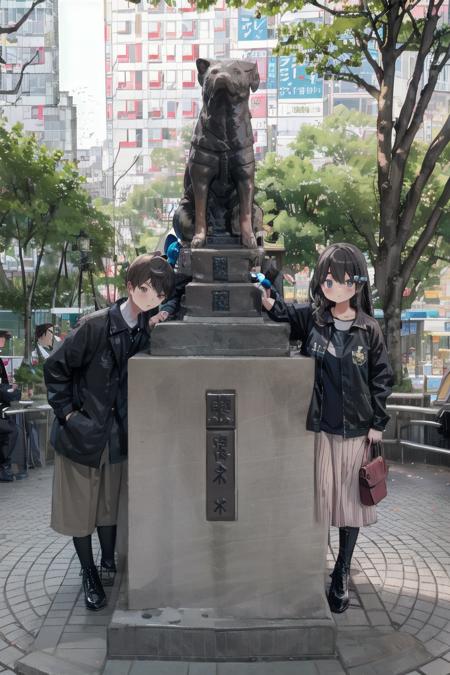 ハチ公前（渋谷） Bronze statue of Hachiko in front of Shibuya Station, TOKYO SD15