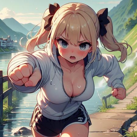 girl like hanging sandbag / jogging / boxing
