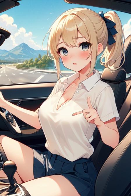 girl like mini car / driving cabrio