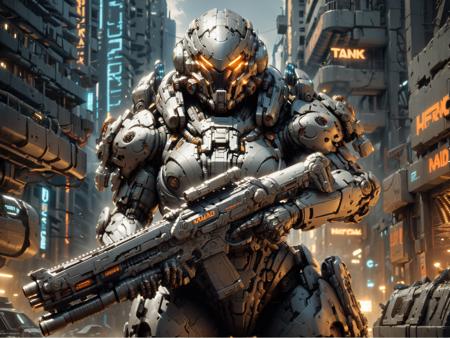 Neon Cyberpunk Heavy Combat Armor SDXL