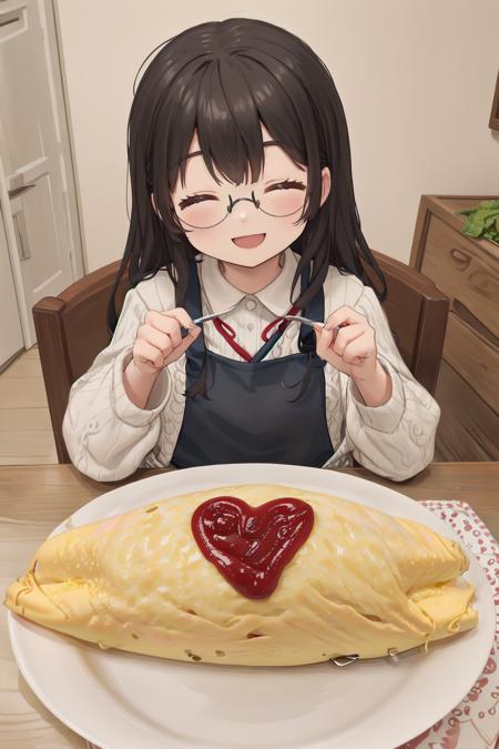 オムライス❤ Draw a heart with ketchup on top of omurice. SD15