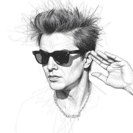 Pencil sketch portrait painting style with messy lines SD3.5&Flux