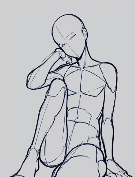 sketch anime pose 素体人偶画风