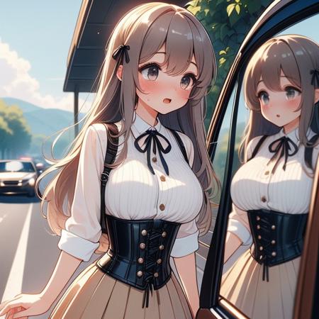 girl like car glass / showcase glass