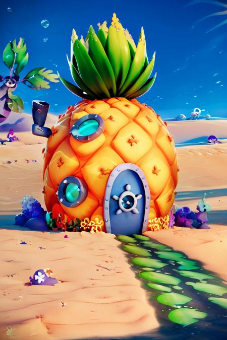 Pineapple Under The Sea (Bikini Bottom, Pacific Ocean) (SpongeBob SquarePants) [Pony & SD1.5]版本Pony (ID: 865866)