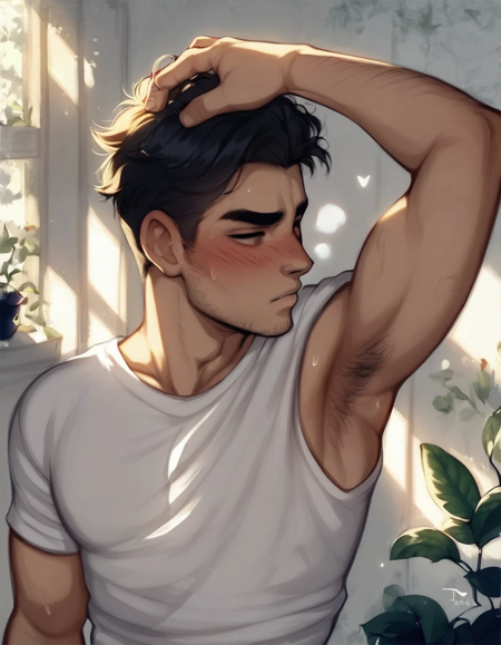 Sniffing / smelling (own) armpit - Pony