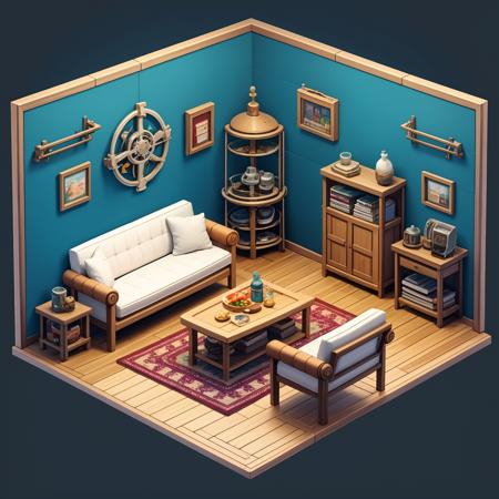 HEZI_45 degrees indoor cute game scene