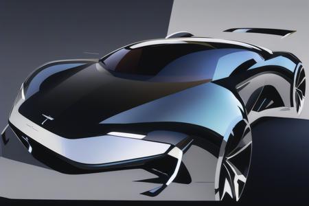 Car 2D Rendering (highly stylized) for Automotive design