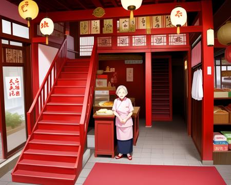 the restaurant of many orders with red stairs