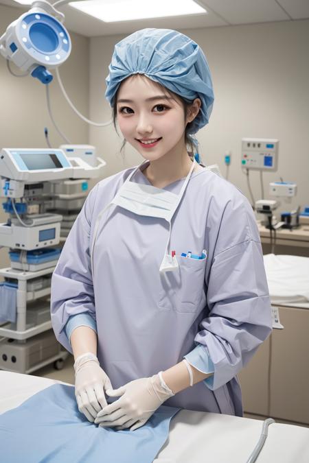 Female Surgeon / Surgical Nurse Taking Off Mask