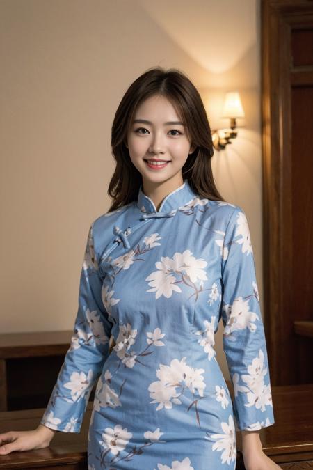 【Realistic】蓝色 印花 旗袍 China Dress / Cheongsam / Qipao
