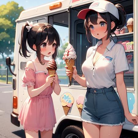 girl like  ice cream truck / ice cream machine
