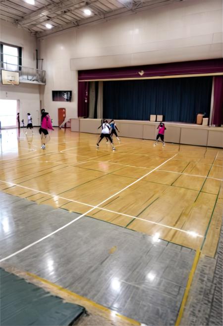体育館 Japanese school gymnasium SDXL