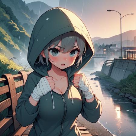 girl like hanging sandbag / jogging / boxing