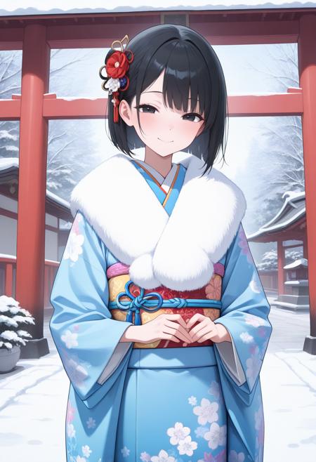 Furisode with Fur Illustrious / ファー付き振袖