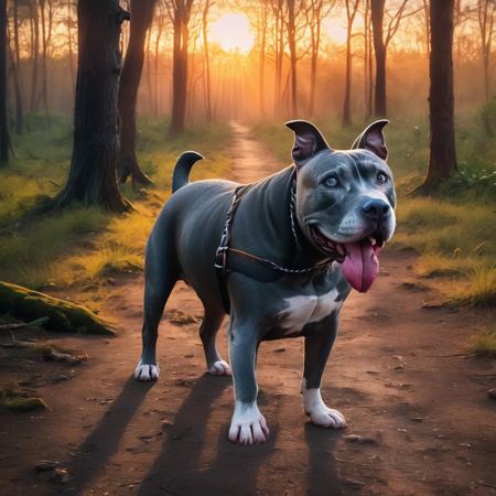 Gray Pitbull Dog SDXL
