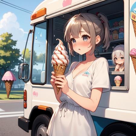 girl like  ice cream truck / ice cream machine