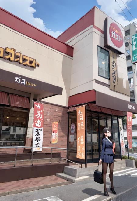 ファミレスの外観G family restaurant G SDXL