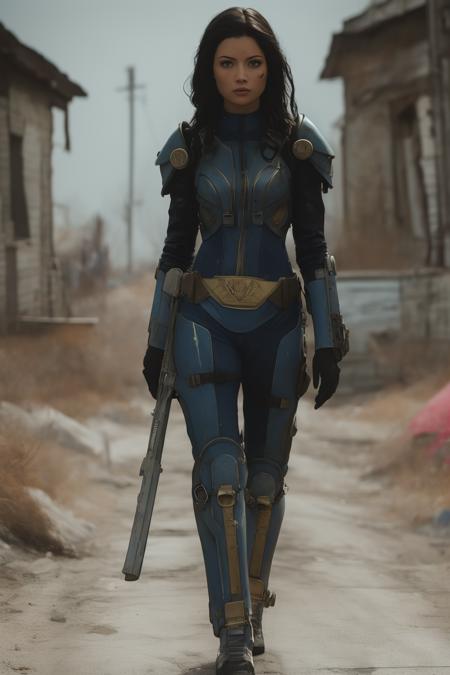 Fallout shelter female character style, sometimes with dogs