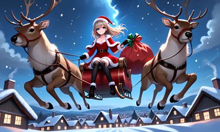 girl like reindeer sleigh