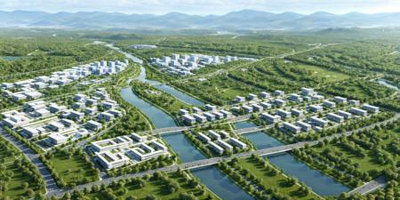 Bird's-eye view of urban design scenes