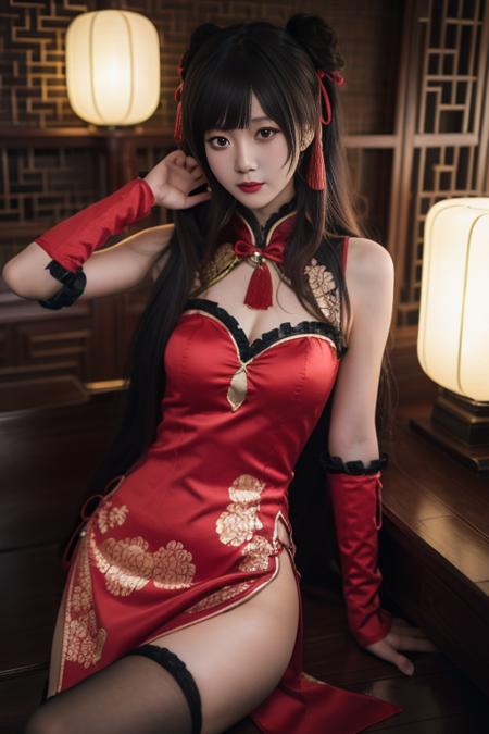 时崎狂三 新春旗袍-红黑 tokisaki kurumi chinese clothes-red&black