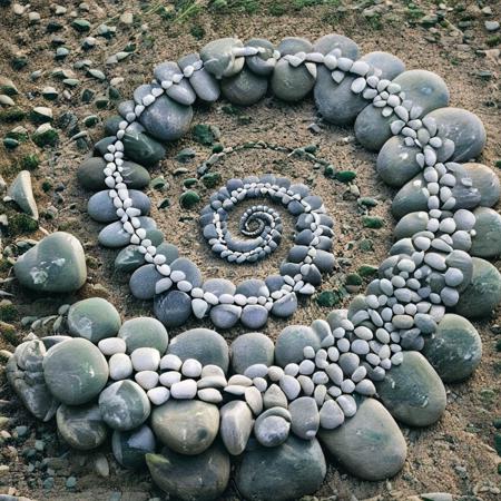 Andy Goldsworthy style nature art - portals, circles, spheres and spirals for SDXL