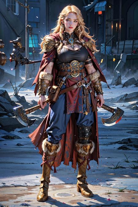 Viking warrior holding axes