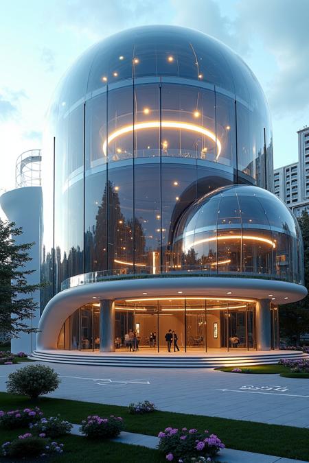[sphere_glass_building]-lora_flux-Architecture