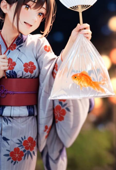 金魚袋 bagged goldfish SDXL