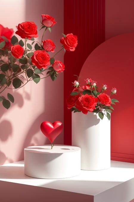 【E-commerce background】 Fresh and clean art style product empty display booth no human