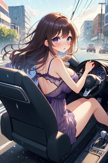 girl like mini car / driving cabrio