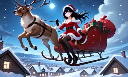 girl like reindeer sleigh