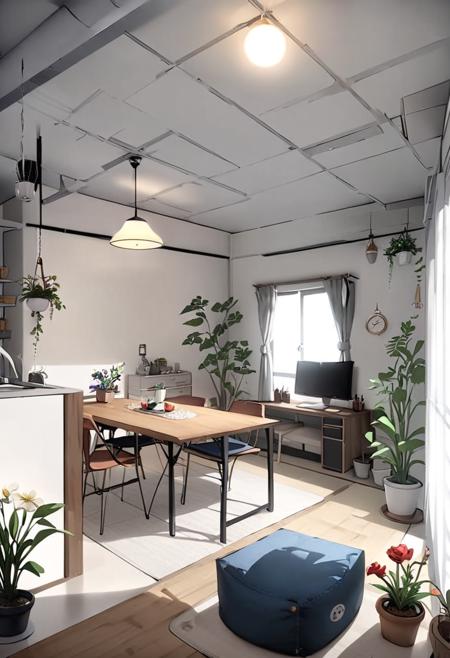 日本の住宅のLDK (living room & dining room & kitchen) SDXL